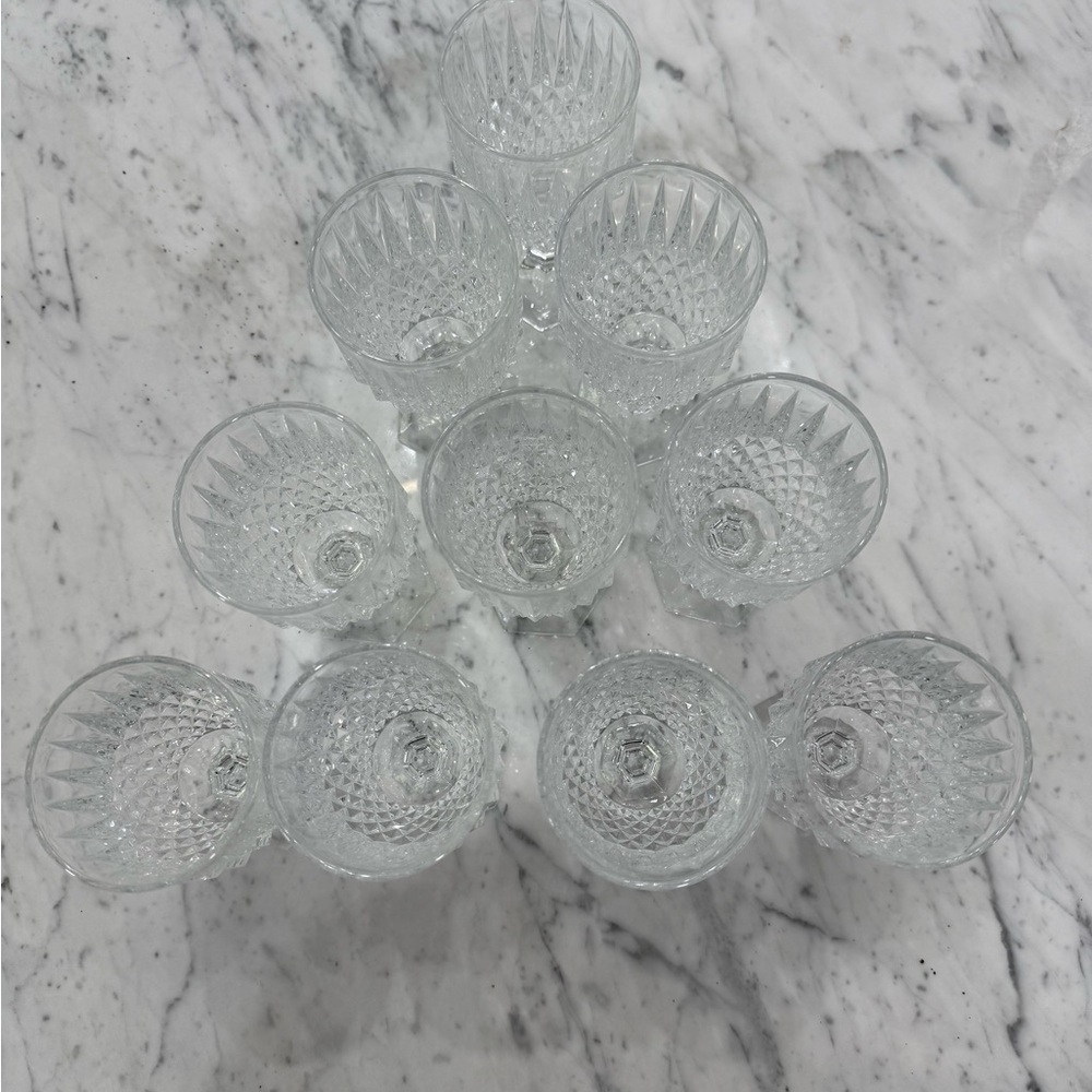 Vintage NEW Stratton Fostoria Lead Crystal Wine Glasses Set of 10 - Picture 3 of 8